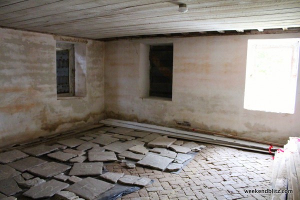 Original brick/tile floor on the ground floor