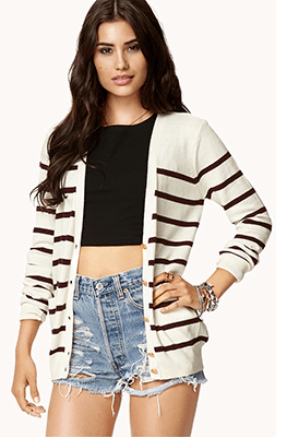 Striped cardigan that goes with everything - well, except that striped maxi below. http://www.forever21.com/Product/Product.aspx?BR=f21&Category=sweater&ProductID=2072810805&VariantID=