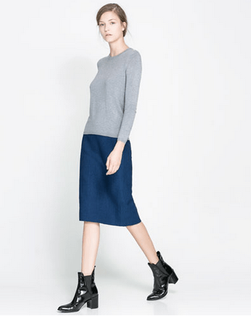A neutral sweater you can pair with anything - leggings, shorts, skirts, jeans... http://www.zara.com/us/en/woman/knitwear/sweater-with-zip-at-the-back-c269190p1325111.html